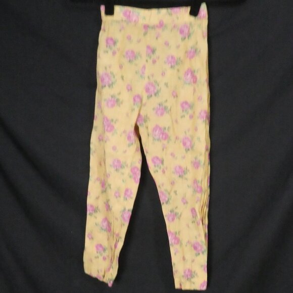 Unbranded | 10.5 inch waist measured | Floral Mustard Pants With Pink Flowers - Picture 1 of 16